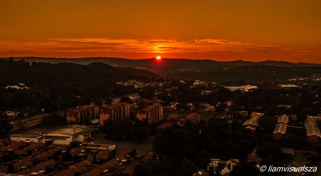 Aerial sunset landscape