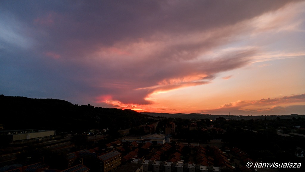 Aerial sunset panorama